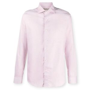 Canali Impeccabile Mens Pink Checked Button Up Dress Shirt 44 or 17.5